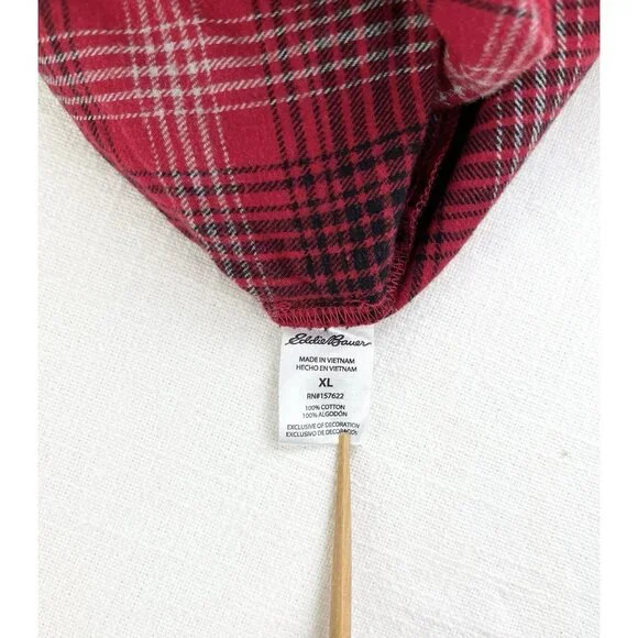 Eddie Bauer Pajama Pants Mens Size XL Red Plaid Flannel Pull‎ On Lounge - Picture 5 of 7